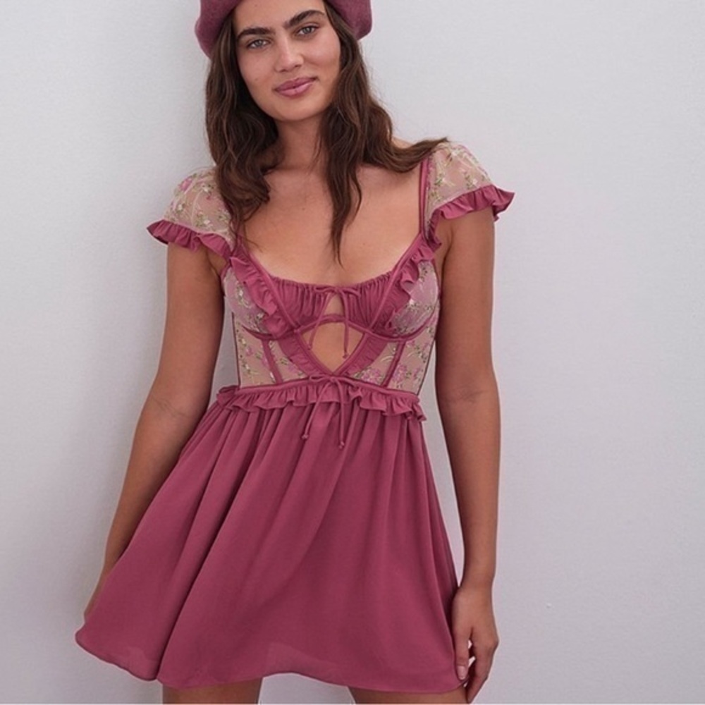 Elegant Pink Ruffle Dress NWOT